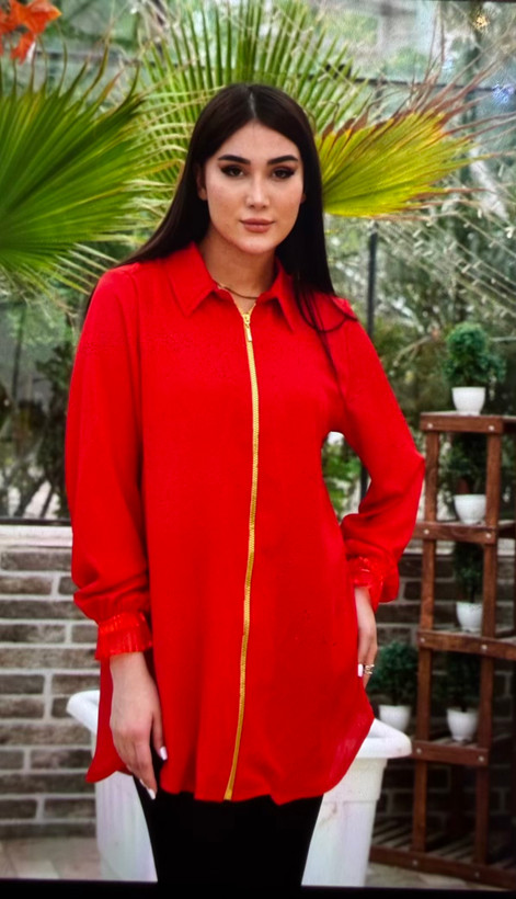 شومیز کرپ حریر زیپدار