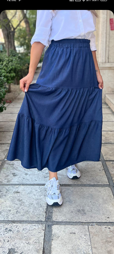 دامن سه طبقه جین کاعذی